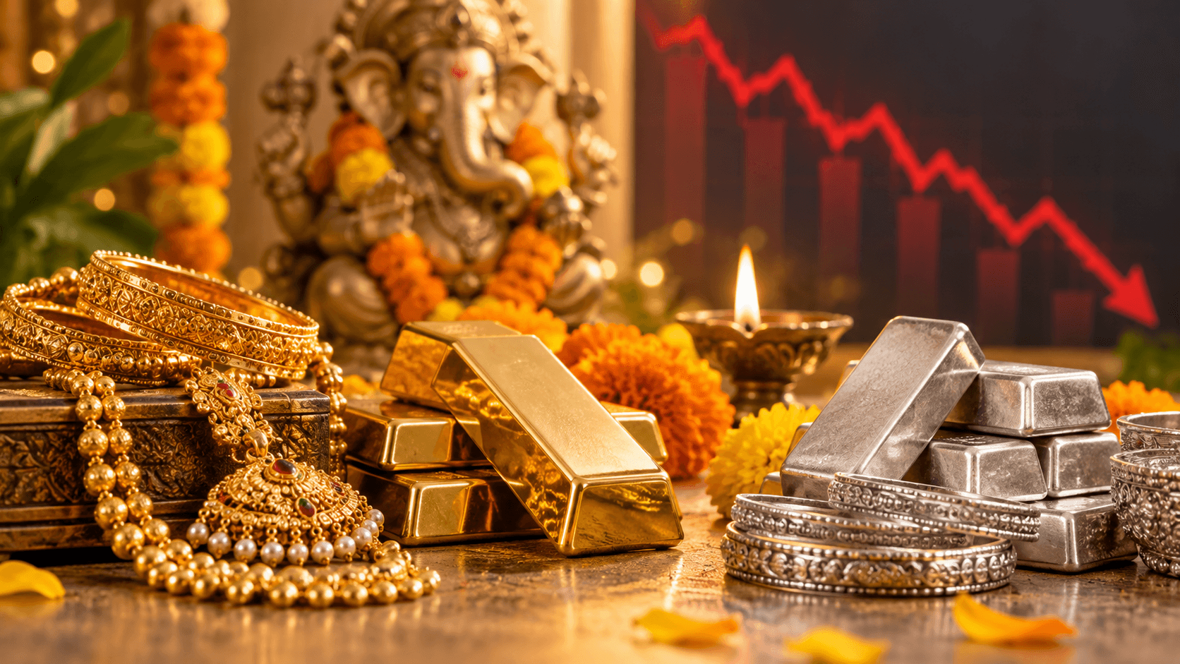 Gold Silver Down Ganesh